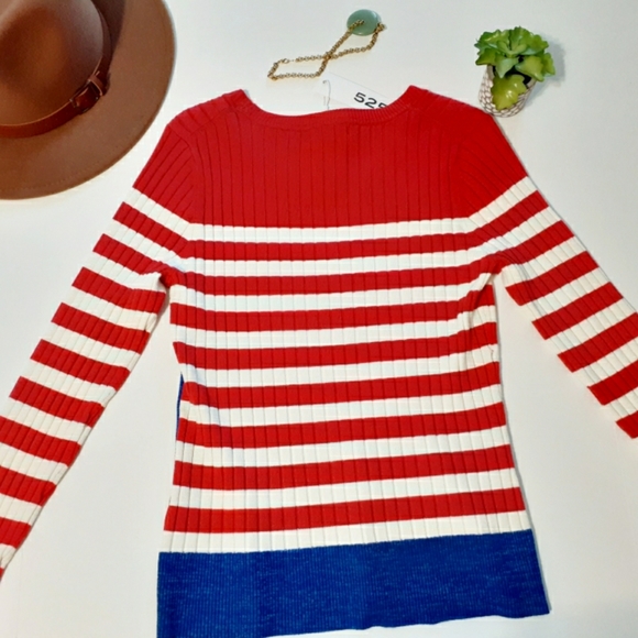 💎NWT 525 America Sun & Wave Red Striped Sweater - Picture 8 of 9